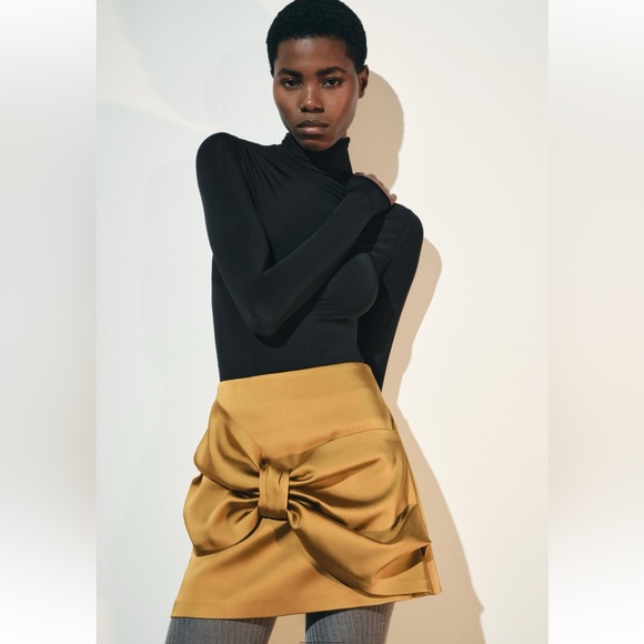 ZARA SATIN EFFECT BOW SKIRT ZW COLLECTION - Picture 3 of 8